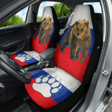 Russian Flag Furry Bear Animal Car Seat Covers 212801