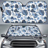 White And Blue Hibiscus Tropical Hawaiian Flower Pattern Car Auto Sun Shades 212501