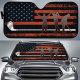 American Flag With Golf Club Car Auto Sun Shades 211701