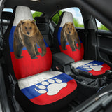 Russian Flag Furry Bear Animal Car Seat Covers 212801