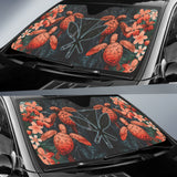 Amazing Kanaka Maoli Hawaiian Sea Turtle Tropical Hibiscus And Plumeria Flower Car Auto Sun Shades 212901