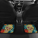 2 Pcs - Day Of The Dead Sugar Skulls Car Mats 101819 - YourCarButBetter
