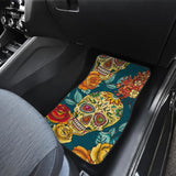 2 Pcs - Day Of The Dead Sugar Skulls Car Mats 101819 - YourCarButBetter