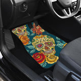 2 Pcs - Day Of The Dead Sugar Skulls Car Mats 101819 - YourCarButBetter