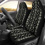 2 Pcs Floral Sugar Skull Day Of The Dead Skull Car Seat Covers 101819 - YourCarButBetter