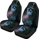 2 Pcs - Skull Gothic Horror Grim Reaper Halloween Skull Car Seat Covers 101819 - YourCarButBetter