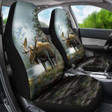 2Pcs Car Seat Covers - Moose Hunting 205017 - YourCarButBetter