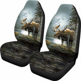 2Pcs Car Seat Covers - Moose Hunting 205017 - YourCarButBetter
