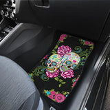 4 Pcs Sugar Skull Car Mats - Day Of The Dead Car Mats 101819 - YourCarButBetter