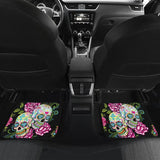 4 Pcs Sugar Skull Car Mats - Day Of The Dead Car Mats 101819 - YourCarButBetter