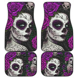4 Pcs Sugar Skull Girl Car Mats 101819 - YourCarButBetter