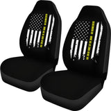 911 Dispatchers The Calm Voice In The Dark Thin Yellow Line Car Seat Covers 213003 - YourCarButBetter