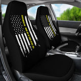 911 Dispatchers The Calm Voice In The Dark Thin Yellow Line Car Seat Covers 213003 - YourCarButBetter