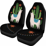 Alpaca Car Seat Covers Boho Hippie Design With Cactus And Flowers 105905 - YourCarButBetter