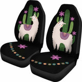 Alpaca Car Seat Covers Boho Hippie Style Cactus And Flowers Desert Motif Purple And Black 102802 - YourCarButBetter