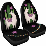 Alpaca Car Seat Covers Boho Hippie Style Cactus And Flowers Desert Motif Purple And Black 102802 - YourCarButBetter