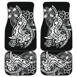Amazing Black and White Hawaiian Polynesian Shark Tattoo Car Floor Mats 211405 - YourCarButBetter