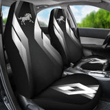 Amazing Black Silver Horse Mustang Custom Metallic Style Printed Car Seat Covers 211407 - YourCarButBetter