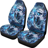 Amazing Blue Music Headphone Gothic Skull Car Seat Covers 211804 - YourCarButBetter