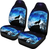 Amazing Gift Ideas Blue Full Moon Wolf Howling Car Seat Covers 211701 - YourCarButBetter
