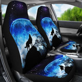 Amazing Gift Ideas Blue Full Moon Wolf Howling Car Seat Covers 211701 - YourCarButBetter