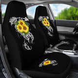 Amazing Gift Ideas Sunflower Native American Pattern Black Background Car Seat Covers 212204 - YourCarButBetter