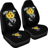 Amazing Gift Ideas Sunflower Native American Pattern Black Background Car Seat Covers 212204 - YourCarButBetter