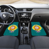 Amazing Gift Ideas Sunflower Native American Pattern Teal Background Car Floor Mats 212204 - YourCarButBetter