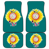 Amazing Gift Ideas Sunflower Native American Pattern Teal Background Car Floor Mats 212204 - YourCarButBetter