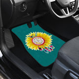 Amazing Gift Ideas Sunflower Native American Pattern Teal Background Car Floor Mats 212204 - YourCarButBetter