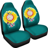 Amazing Gift Ideas Sunflower Native American Pattern Teal Background Car Seat Covers 212204 - YourCarButBetter