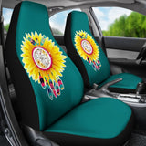 Amazing Gift Ideas Sunflower Native American Pattern Teal Background Car Seat Covers 212204 - YourCarButBetter