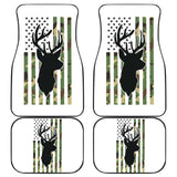 Amazing Green American Flag Deer Hunting Car Floor Mats 211803 - YourCarButBetter