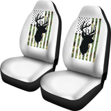 Amazing Green American Flag Deer Hunting Car Seat Covers 211803 - YourCarButBetter