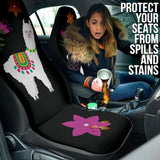Amazing Llama Chalky Style Black Flowers Car Seat Covers Custom 1 211001 - YourCarButBetter