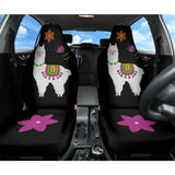 Amazing Llama Chalky Style Black Flowers Car Seat Covers Custom 2 211001 - YourCarButBetter