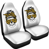 Amazing Skulls With Glasses And Bandana Sunflower Car Seat Covers 212101 - YourCarButBetter