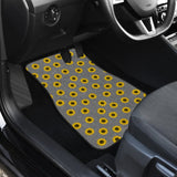 Amazing Sunflower Pattern Gray Burlap Background Car Floor Mats 211406 - YourCarButBetter