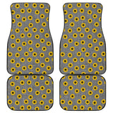 Amazing Sunflower Pattern Gray Burlap Background Car Floor Mats 211406 - YourCarButBetter