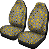 Amazing Sunflower Pattern Gray Burlap Background Car Seat Covers 211406 - YourCarButBetter