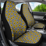 Amazing Sunflower Pattern Gray Burlap Background Car Seat Covers 211406 - YourCarButBetter