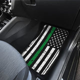 Amazing Thin Green Gray Line American Flag Car Floor Mats 212703 - YourCarButBetter