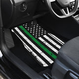 Amazing Thin Green Gray Line American Flag Car Floor Mats 212703 - YourCarButBetter
