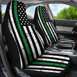 Amazing Thin Green Gray Line American Flag Car Seat Covers 212703 - YourCarButBetter