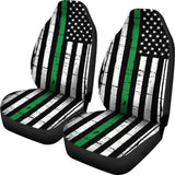 Amazing Thin Green Gray Line American Flag Car Seat Covers 212703 - YourCarButBetter