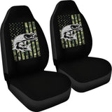 Amazing Trout Fish Custom Green American Flag Car Seat Covers 211803 - YourCarButBetter