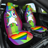 Amazing Unicorn LGBT Rainbow Love Heart Car Seat Covers 210201 - YourCarButBetter