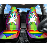 Amazing Unicorn LGBT Rainbow Love Heart Car Seat Covers 210201 - YourCarButBetter