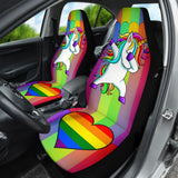 Amazing Unicorn LGBT Rainbow Love Heart Car Seat Covers 210201 - YourCarButBetter