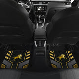 Amazing Yellow Black Horse Mustang Custom Metallic Style Printed Car Floor Mats 211407 - YourCarButBetter
